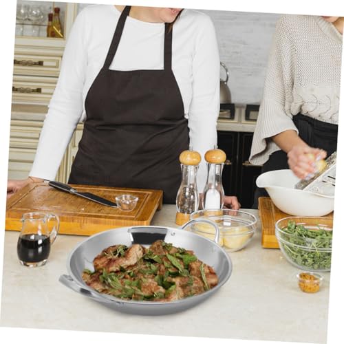 Wok de acero inoxidable con fondo plano y doble asa miniatura 6