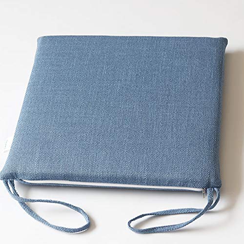 POTATO 座布団 椅子用 クッション 無地デザイン ひも付きカバー洗える 厚さ約4cm シートクッション 座り心地いい 四角 クッション 低反発 通気性 家用 オフィス 学校 40X40x4cm 贈り物(あおいろ)