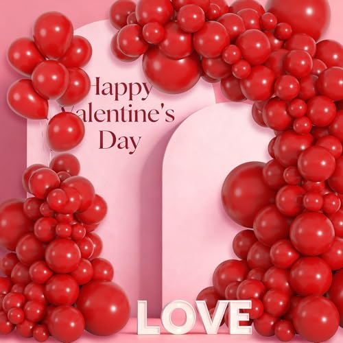 Image of Ouddy Life 157Pcs Red Balloons Arch Garland Kit, Red Latex Balloon Different Sizes for Women Girls Mother's Day Bachelorette Wedding Anniversary Birthday Party Decorations