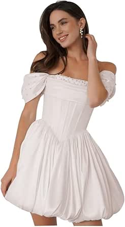 Amazon.com: Corset Short Wedding Dresses for Bride Simple Satin Wedding ...