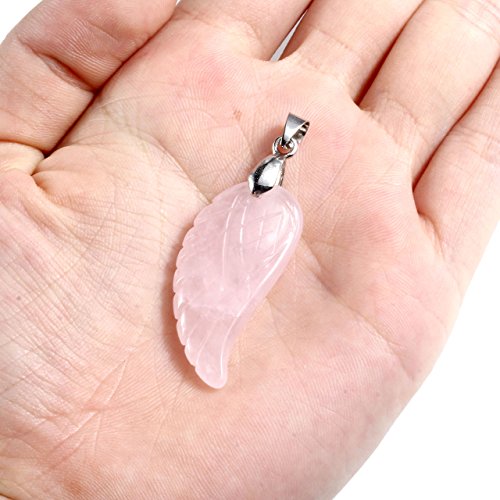 Top Plaza Reiki Healing Crystal Quartz Gemstones Jewelry Angel Wings Carved Stone Pendant Necklace Life Tree Charm Stretch Bracelet Set - Image 5