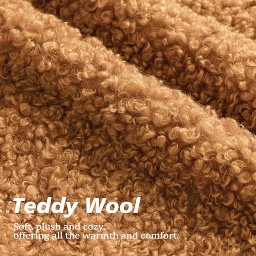 Image of Foindtower Set of 2 Curly Teddy Wool Pillow Covers Decorative Boucle Textured Lumbar Throw Pillow Faux Fur Sherpa Pillowcases Sheepskin Fuzzy Cushion Case for Sofa Bedroom Car 12 inchx20 inch Orange