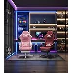 Gaming Chair with Footrest, Ergonomic Computer Chair, PU Breathable Material with Headrest and Lumbar Support, Suitable for Silla Gamer and Adults(Pink) - Image 2