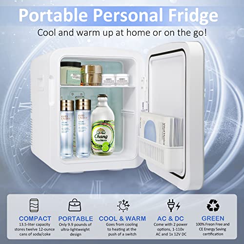 Image of 13.5L Compact Refrigerator, Single Door Mini Fridge With Digital Thermostat Display And Control Temperature, 12V AC /DC Portable Cooler Warmer