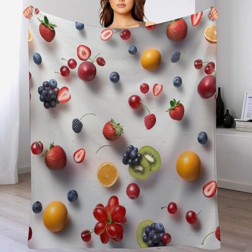 Manta para sofá o cama diseño de frutas de 130 x 180 cm 2