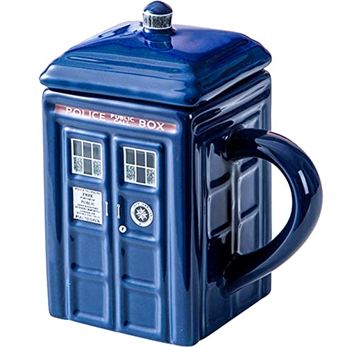 ZONSUSE Doctor Who Tardis Taza con tapa,Tazas Cafe Originales,