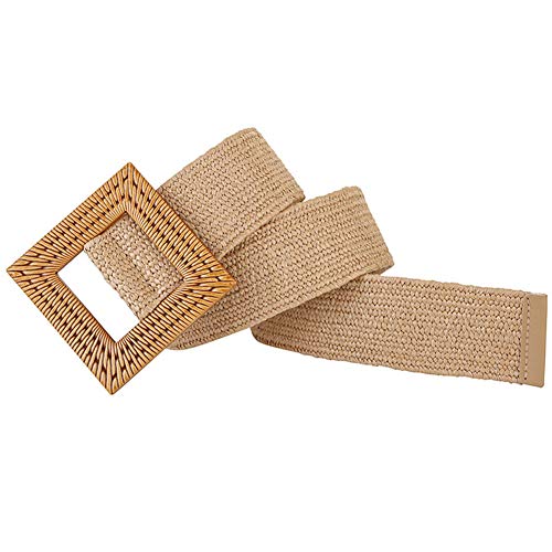 Women's Straw Braided Wide Elastic Waist Belt Waistband for Dress2