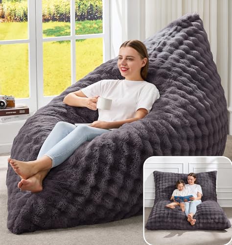 Hobestluk 3 in 1 Bean Bag Chair Giant Bean Bag Chairs for Adults with Bubble Cover Convertible Bean...