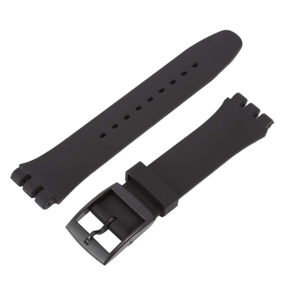 Generic Generic Bracelet en résine pour femme Noir 12 mm (14 mm au total) Compatible avec montre Swatch®
