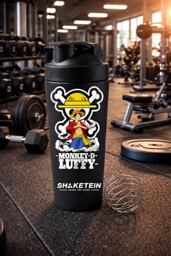 Image of Stainless Steel Gym Shaker Bottle 750ml | Leak Proof Protein Mixer Shaker | BPA Free | Metal Sports Water Bottle for Gym, Workout & Fitness (Anime-27-BLACK)