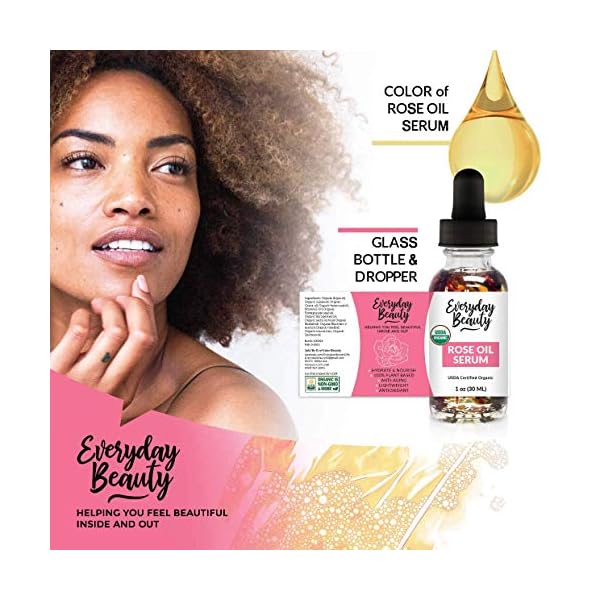 Rose-Oil-Serum-USDA-Certified-Organic-Hydrating-Facial-Serum-One-of-a-Kind-Heavenly-Rose-Scented-All-Natural-100-Plant-Based-Botanical-Beauty-Face-Oil-1oz Rose Oil Serum - USDA Certified Organic Hydrating Facial Serum - One of a Kind Heavenly Rose Scented All Natural 100% Plant Based Botanical Beauty Face Oil - 1oz