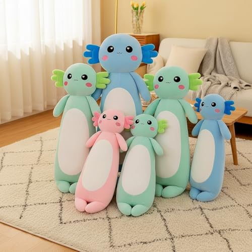 Kekeso Langes Axolotl Salamander-Plüschkissen, weiches Axolotl-Plüschtier für Jungen und Mädchen, Geschenke zu Weihnachten(Blau, 65cm)