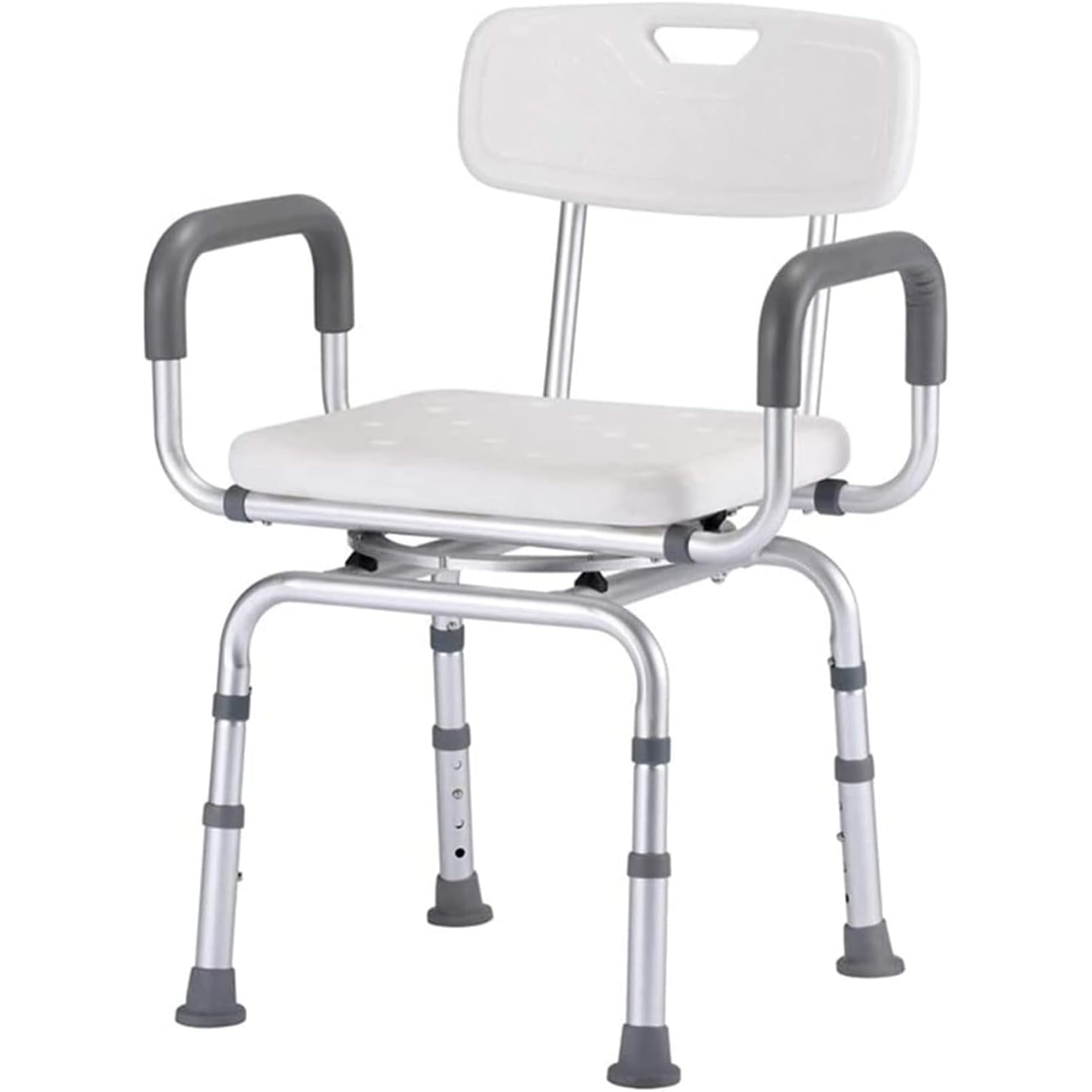 Silla De Ducha Giratoria De 360°, Antideslizante, Taburete De Ducha para Obesos con Respaldo Y Asas, Asiento De Baño Portátil, Banco De Ducha Ajustable, para Personas Mayores Discapacitadas