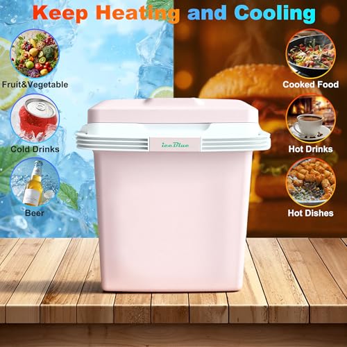 Image of Electric Cooler, 26 Liter Mini Fridge with Automatic Locking Handle (Pink) | Large Capacity Car Refrigerator, Dual-use Car Fridge, Portable Car Cooler for Picnic, Travel, Outdoor, Camping, Home, Gift