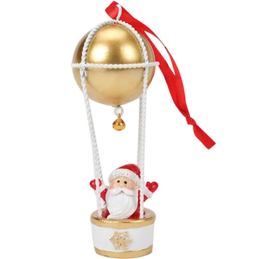 Vbsqic Christmas Tree Ornament, Hot Air Balloon Ornaments Hanging Decorations with Bells Santa Claus Elk Snowman Pendant for Xmas Home Decorations