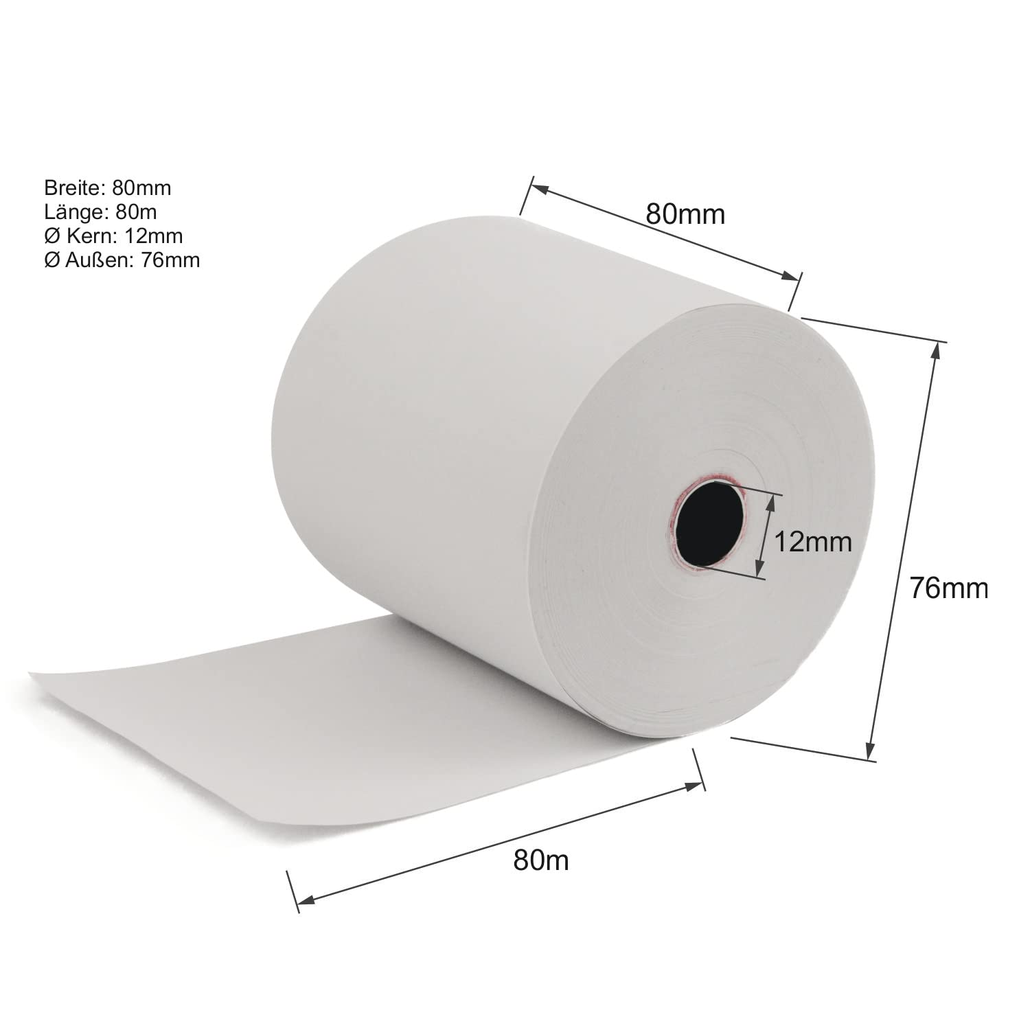 50x Thermorollen 80mm-80m-12mm 55g/m² BPA-frei