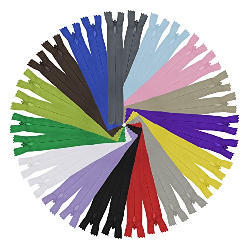 Image of Invisible Zippers for Sewing 10 Inch, DOITEM 30pcs 25cm /10 Inch Invisible Multicolor Nylon Coil Zippers for Sewing and Crafts 15 Colors