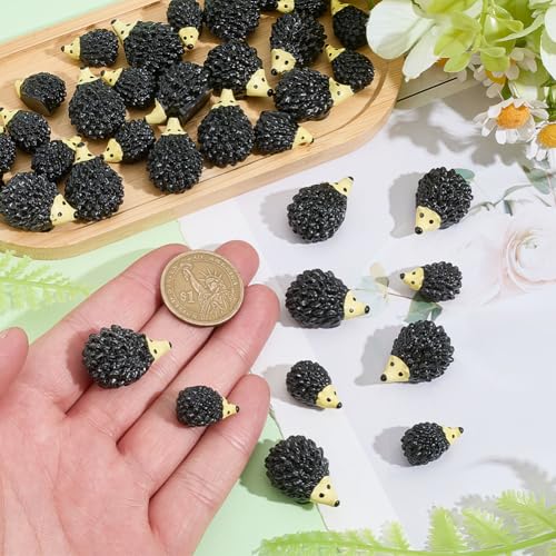 Decoración de jardín de hadas con 40 erizos miniatura de resina 4