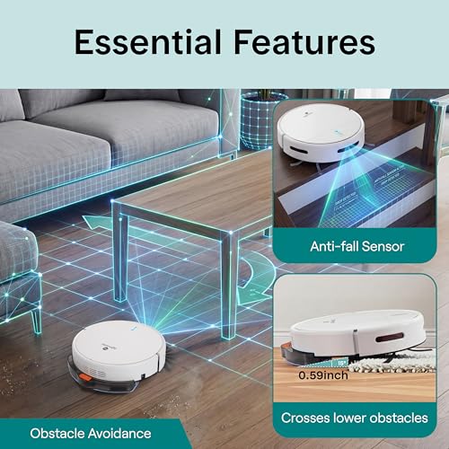 Image of SereneLife Robot Vacuum Cleaner, Automatic Vacuum Robot with App Control, 700Pa Suction, 3 Cleaning Modes, Auto Recharge, Dual Side Brushes, Works on Hard Floors, Low-Pile Carpets, Pet Hair, 11.4 inchx3 inch