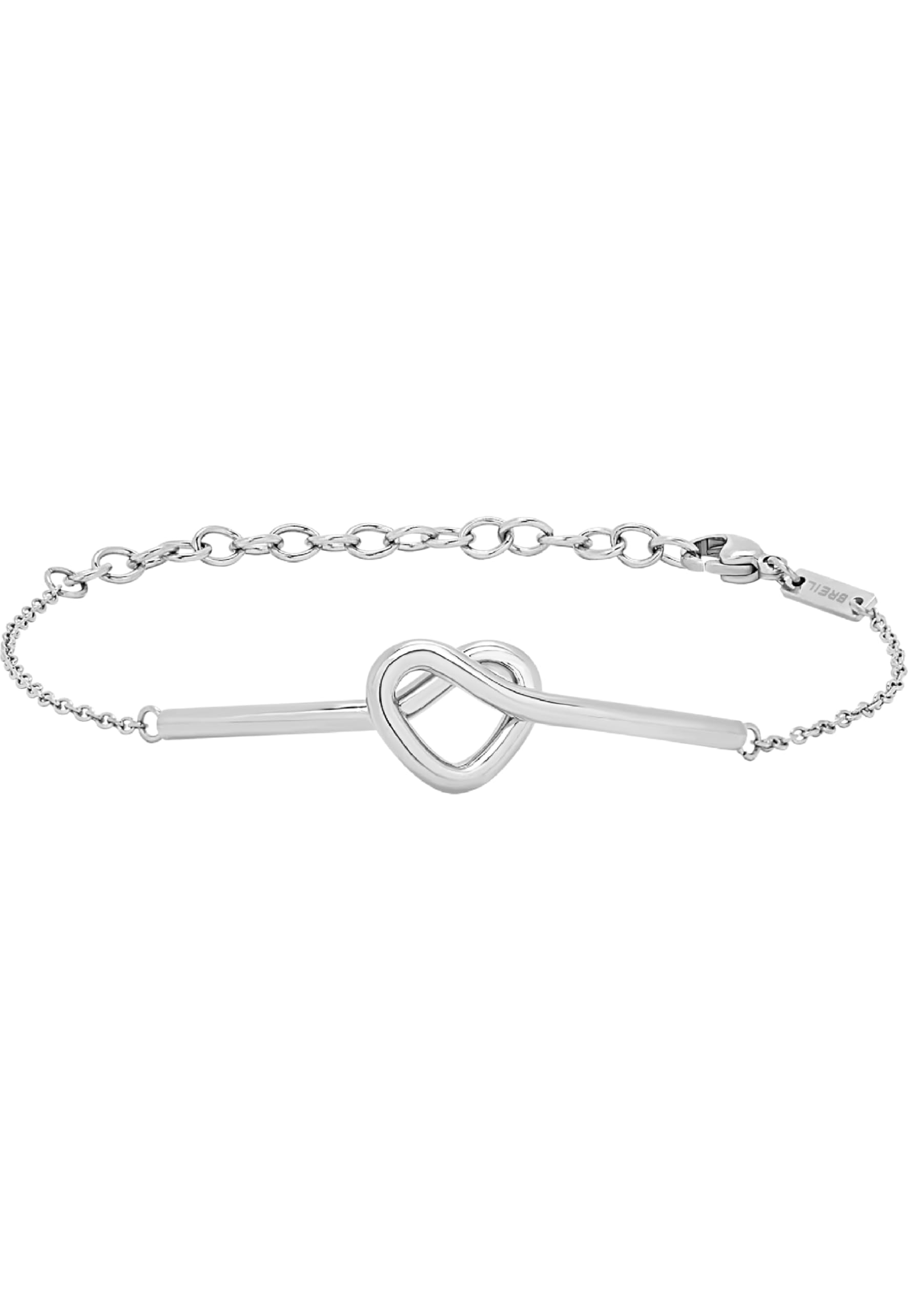 Breil B&ME TJ3318 Women's Silver Polished Stainless Steel Heart Knot Bracelet with Lobster Clasp Length 21 cm, Length: 21 cm, Stainless Steel, No Gemstone