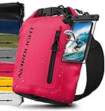 Nordlight Dry Bag Sac Étanche avec Pochette Étanche Téléphone, Fermeture Roll-Top, Bandoulière | Sac à Dos étanche Nautique, Sac Impermeable Etanche | Natation Plage Sup Bateau - Rose (Opaque), 5 L