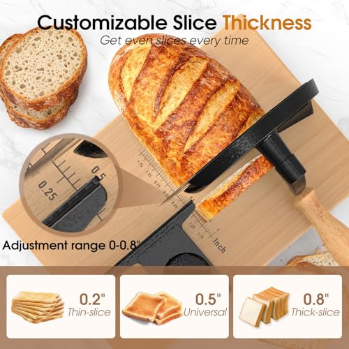 Upgrade Manual Bread Slicer for Homemade Bread, Sourdough Slicer with Hand Crank, Metal Guide Rail, Non-Slip Suction Base & Sharp Blade for Consistent Even Slices by Justore - Image 3