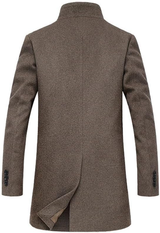 Lavnis Men's Trench Coat Long Wool Blend Overcoat Slim Fit Down Topcoat - Image 3