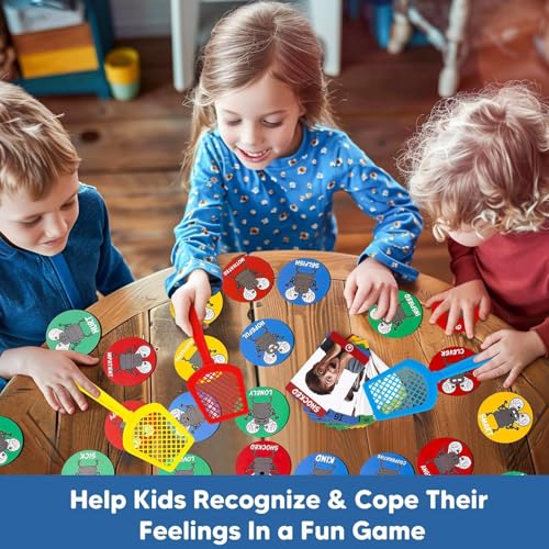 Garybank Emotion Swat Games for Kids Social Emotional Learning, W/56 Emotion Cards, Feelings Regulation Tools for Social Skills Activities, Play Therapy Toys for Counselor, Sight Word Educational Game - Thumbnail 7