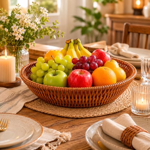 Image of Round Bread & Roti Serving Basket | Restaurant Style Tabletop Bread Basket for Dining Table | Chapati, Bun & Snack Serving Basket for Home, Hotel & Cafe