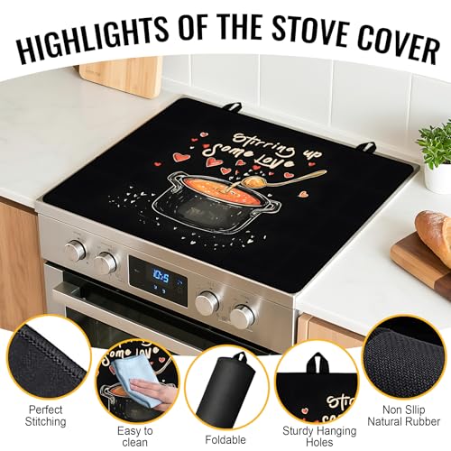 Image of Stove Top Cover for Electric Stove,Glass Stove Top Cover, Heat Resistant Glass Cooktop Cover, Stovetop Protector, Kitchen Decor, Dish Drying Mats Cover for Ceramic Washer Top 28.5x20.5 inch