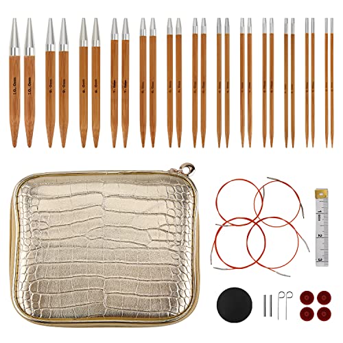 Holamulta Bamboo Interchangeable Circular Knitting Needles Set 13 Sizes