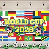 World Cup Party Backdrop Banner 71 x 43 Inch – World Cup 2026 Decoration for Soccer Themed Party Supplies, Football Photo Background for 2026 World Cup Watch Party, Sports Themed Birthday