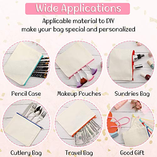 Image of Shappy 100 Pcs Canvas Zipper Pouch Bags Pencil Pouch Bulk Canvas Makeup Bags Blank Pencil Case Cotton Cosmetic Case for Travel DIY Craft (7.87 x 5.70 Inches,M,Beige)