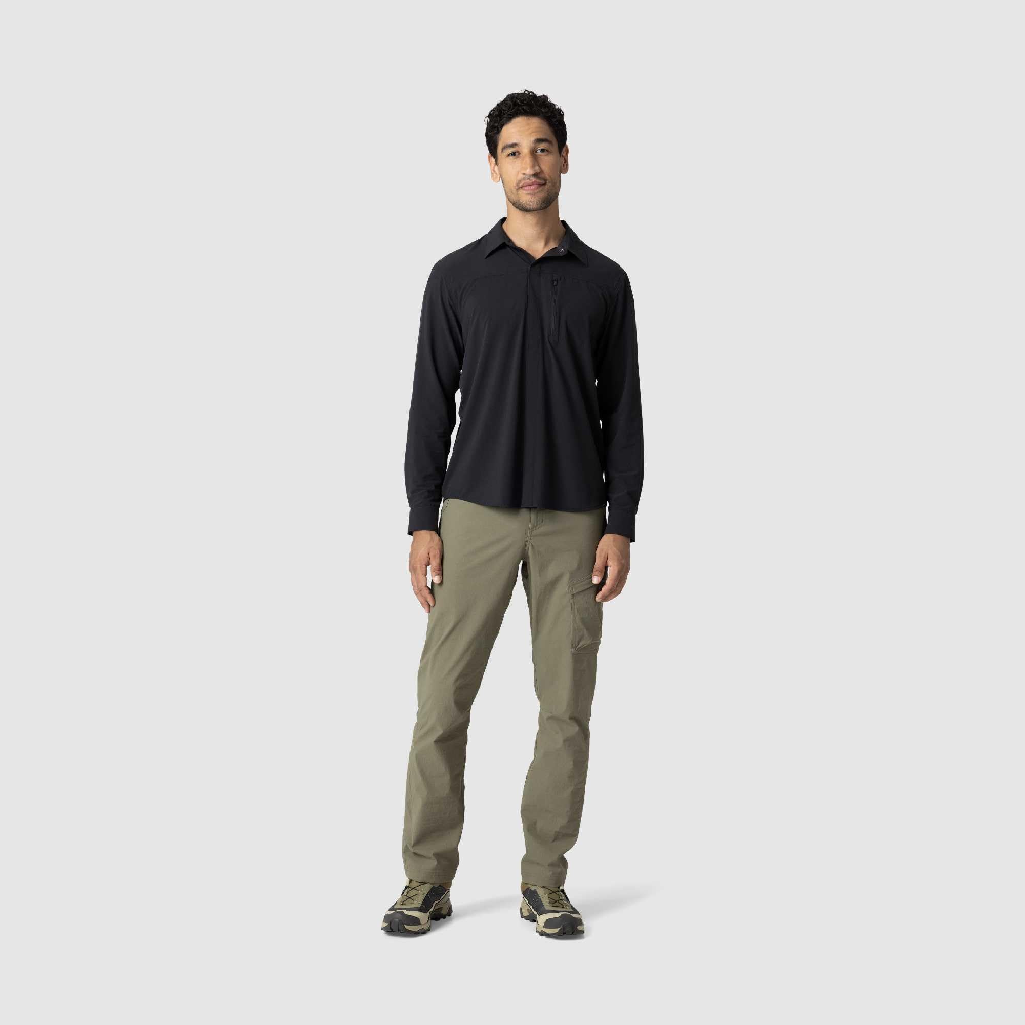 Outdoor Research Astroman - Camisa de sol de manga larga para hombre, ligera, UPF 30+, cierre de presión, transpirable y elástico