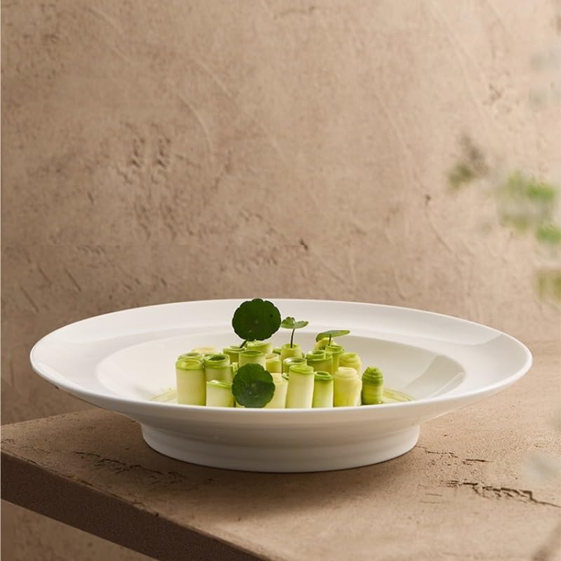 Plato hondo redondo for el hogar, plato de sopa, tallo, ensalada creativo Plato de Pizza