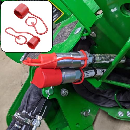 Image of HEVSTIL 4 Sets Dust Caps Plugs for 1 /2 inch Flat Face Hydraulic Quick Connect Couplers, Rubber Covers for 1 /2 inch Body Bobcat Skid Steer Flat Face Couplings