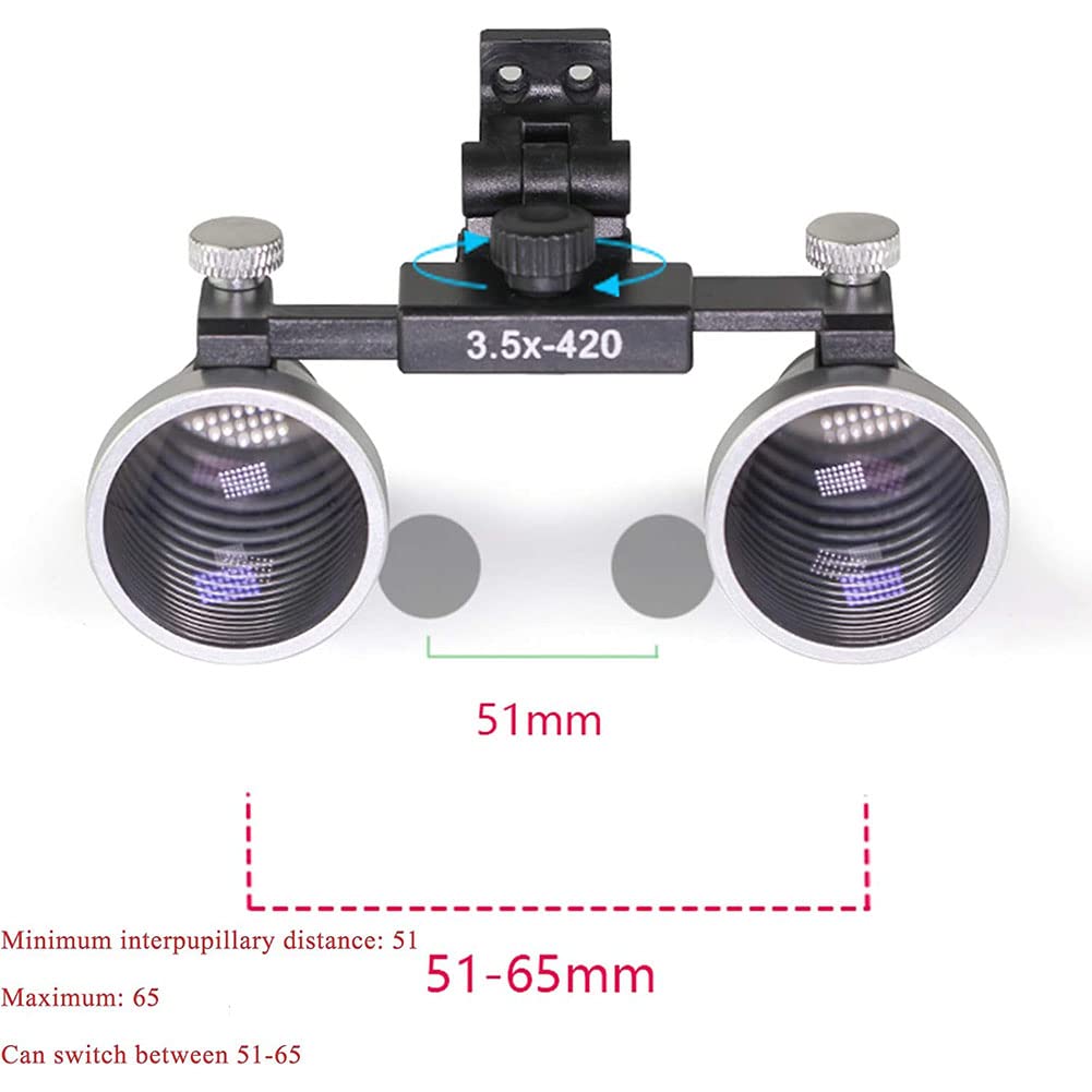Stirnband-Lupen, Dental Lupenbrille Mit Licht 2.5-Fach 3.5-Fach, Freisprech-Kopfhalterungslupe, Visier-Headset-Lupenwerkzeuge Für Naharbeiten/Lesen/Schmuck/Handwerk/Reparatur(Size:3.5X,Color:Silber)