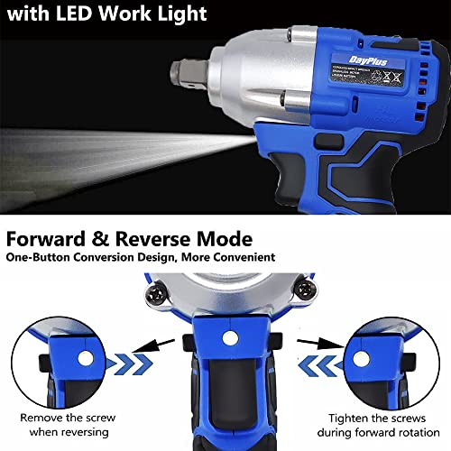 AUTOFU 420 N.m Bürstenloser Akku Schlagschrauber, Akku Bohrschrauber, Akkuschrauber 1/2 Zoll Vierkant mit 2x Akku… – Bild 5