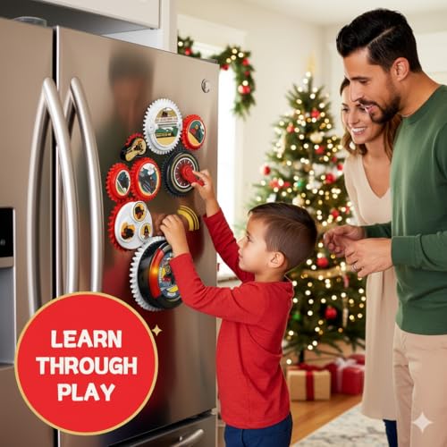 Image of Magnetic Gears Toy Set 8 PCS, Gear Toys for Toddlers 1-3 with Music & Light, Educational STEM Learning Fun Fridge Magnets for Kids, Toddler Electric Spinner Toys Gift for Boys Girls