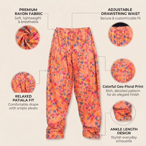 Image of FASHION GALLERY Women's Rayon Relaxed Fit Patiala Salwar with Full Length Drawstring Closure Type and Flexible Waist|Patiala Pant for Woman
