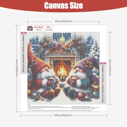 TOSTOG Diamond Painting Kits Christmas for Adults,Fireplace Full Drill Diamond Art Embroidery Pictures,5D DIY Diamond Art Kit for Home Wall Decor 30x30cm/12x12inch - Image 3