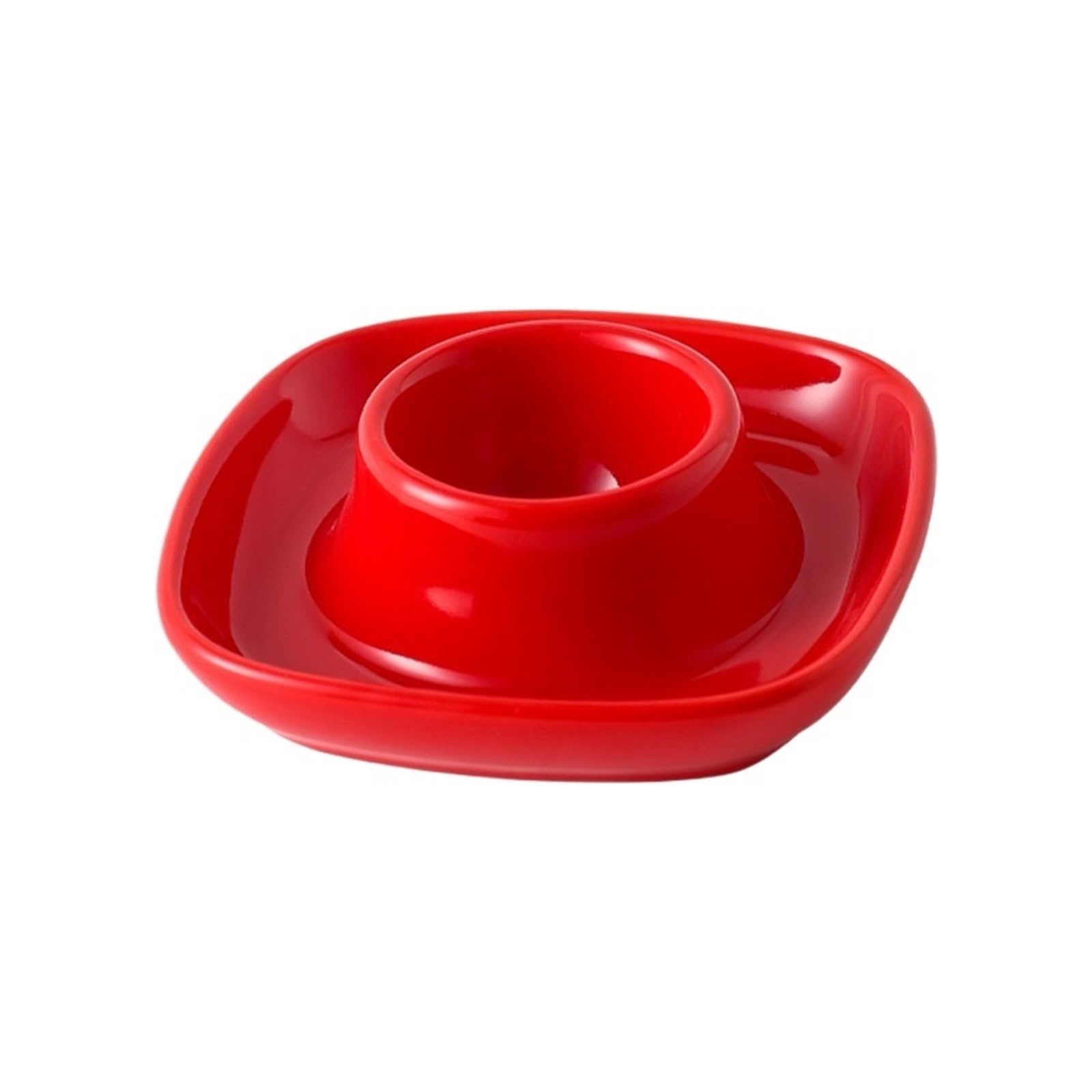 Coquetiers, Plateau à œufs carré en céramique, Plateau Forme de Restaurant Style Occidental, Porte-œufs Simple for Buffet Dim Sum(Red)