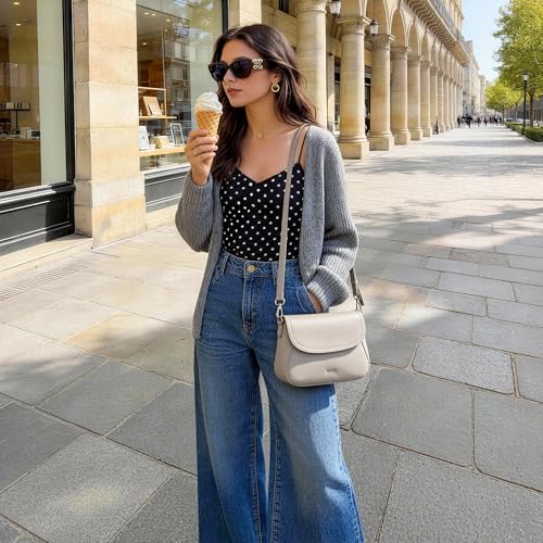 Image of befen Genuine Leather Saddle Crossbody Bags for Women with RFID Blocking, Small Flap Cross Body Purse Hangbags