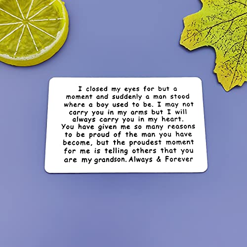 Grandson Gifts from Grandma Grandpa Inspirational Gift for Grandson Engraved Wallet Insert Card Motivational Gifts Graduation Birthday Christmas Deployment Encouragement Gift for Grandson3