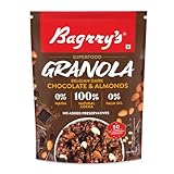 Bagrry's Superfood Granola Belgian Dark Chocolate & Almonds 400g | 40% Oats & Quinoa Flakes | 100% Natural Cocoa | Plant-Based | High Fibre & Protein Crunchy Breakfast Cereal | Multigrain Cereal | 100% Baked Granola | No Palm Oil