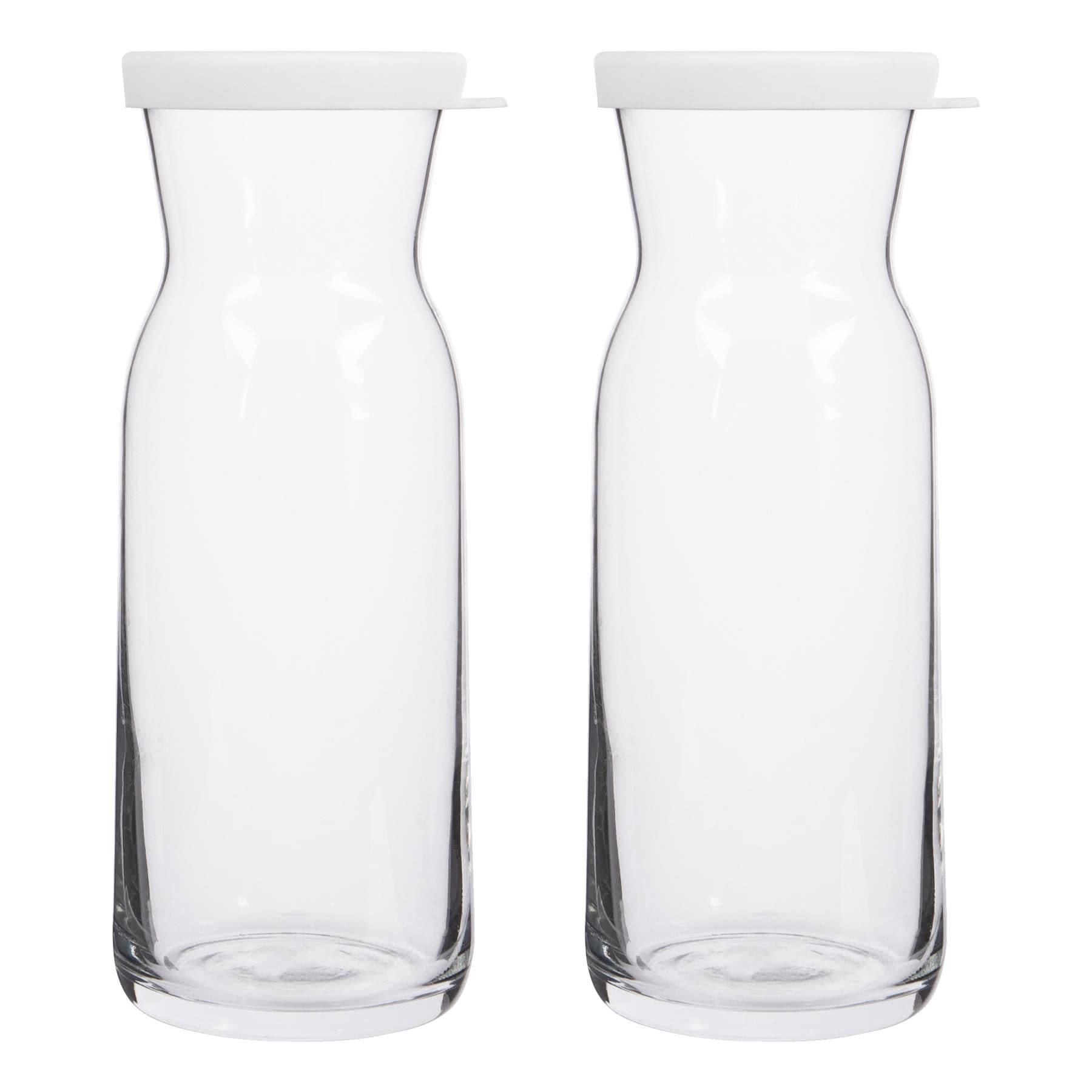 Lav White Lid 2X 700Ml Fonte Glass Carafe - Water Wine Juice Fridge Storage Pitcher Jug Set | Bedside Laundry Dispenser Bottle Jar