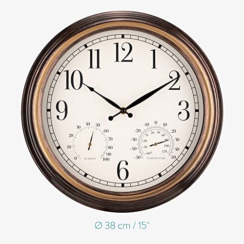 Navaris Waterdichte Grote Outdoor Klok - Klok en Thermometer voor in de Tuin - Batterij Wandklok met Temperatuur en… - Image 6