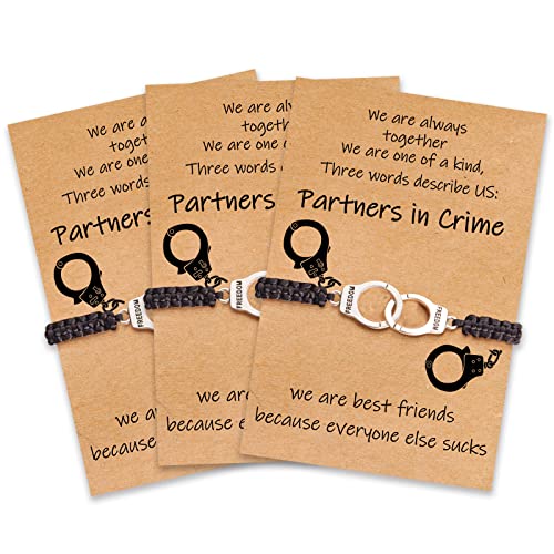 Desimtion Friendship Bracelets for Women, Partners in Crime Handcuff Matching Bracelets, Funny Best...