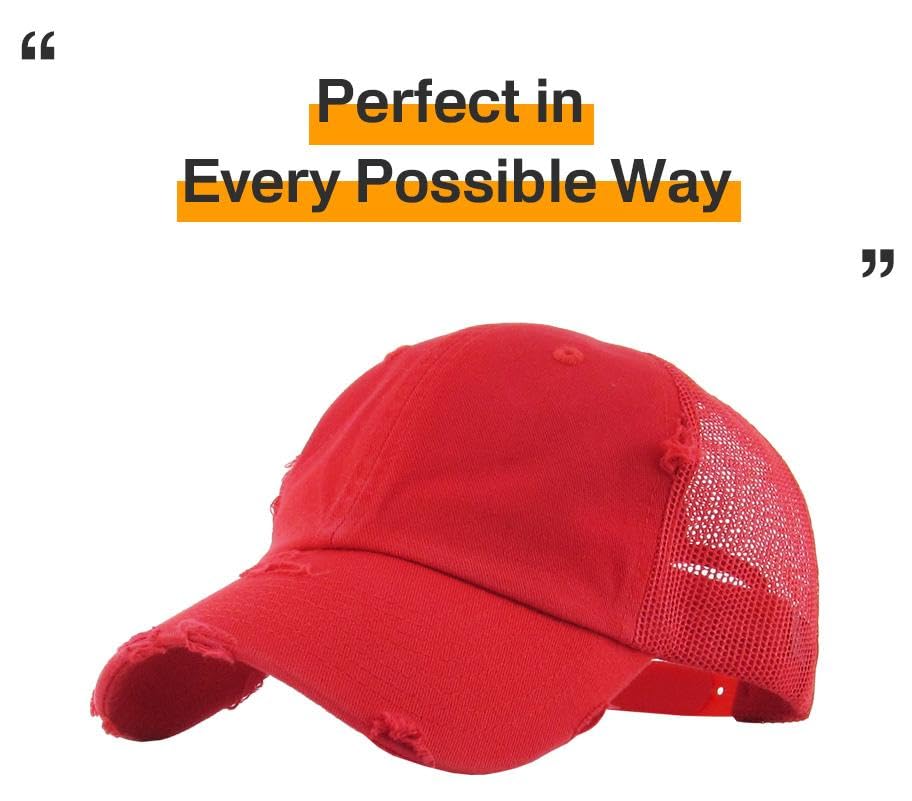 Image of KBETHOS Vintage Washed Distressed Cotton Dad Hat Baseball Cap Adjustable Polo Trucker Unisex Style Headwear