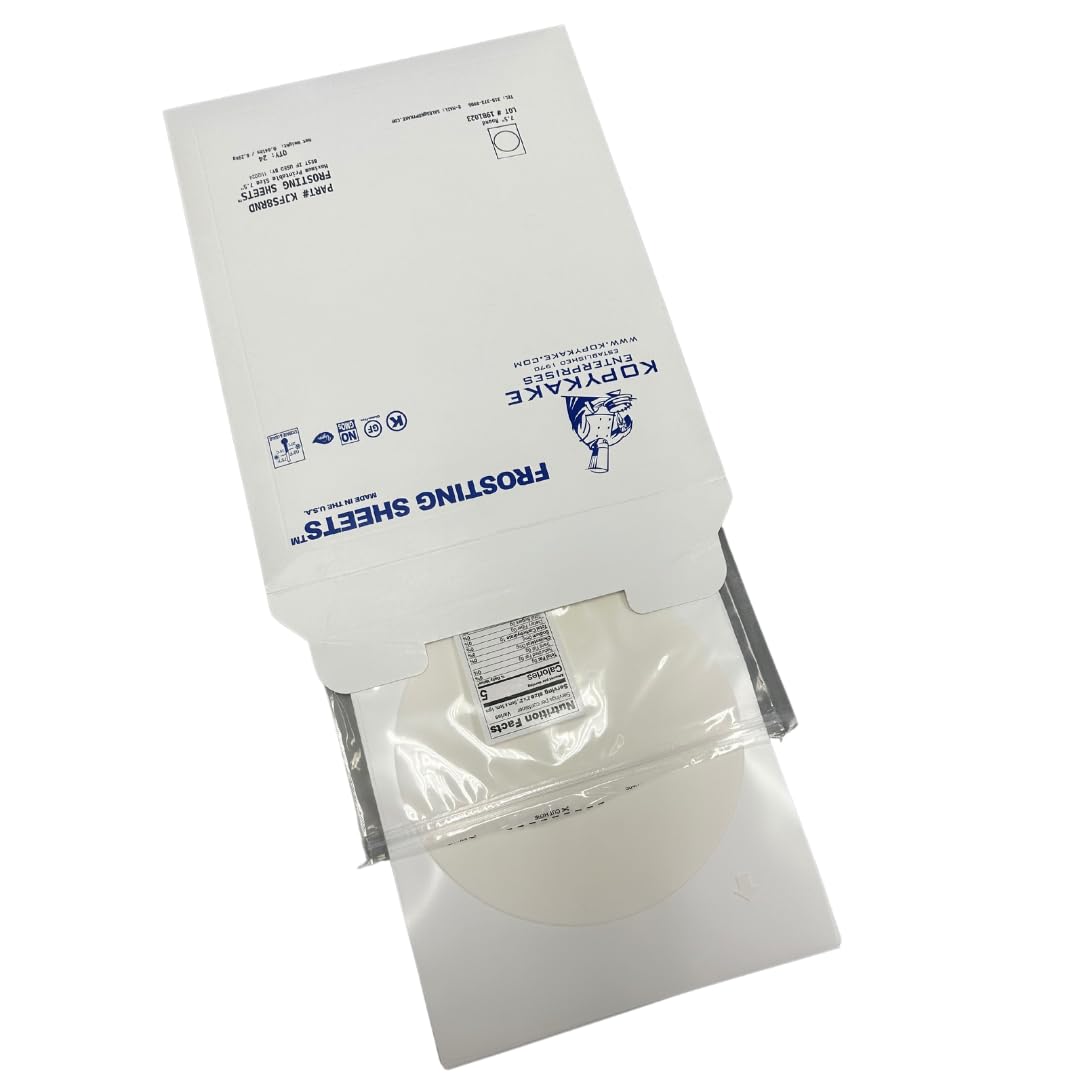 Kopykake Frosting Sheets Premium (Icing Sheets) – 24 Sheets (1 Pack) – White Edible Printer Paper, Icing Paper, Frosting Sheets (16 Sizes/Shapes) (7.5" Round)